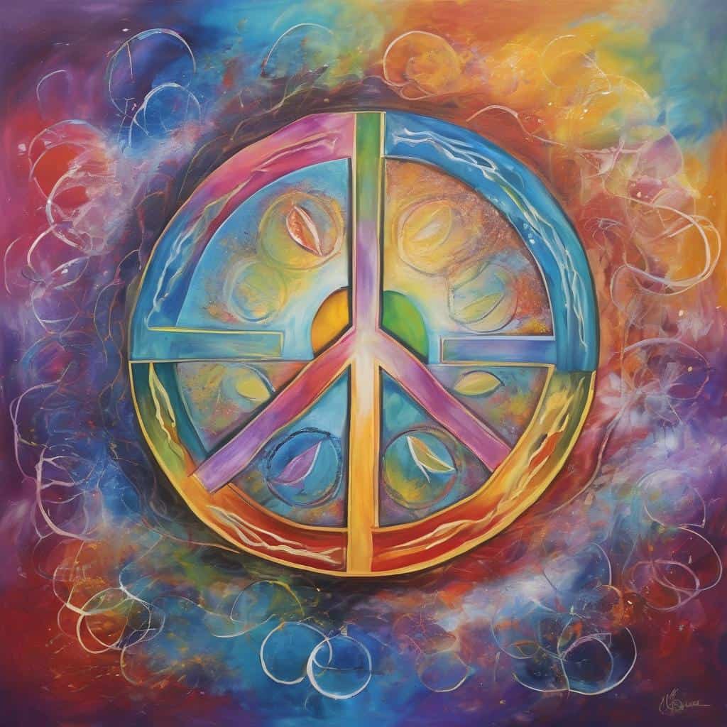 Peace and confidence in a vibrant symbolic artwork representing inner harmony.